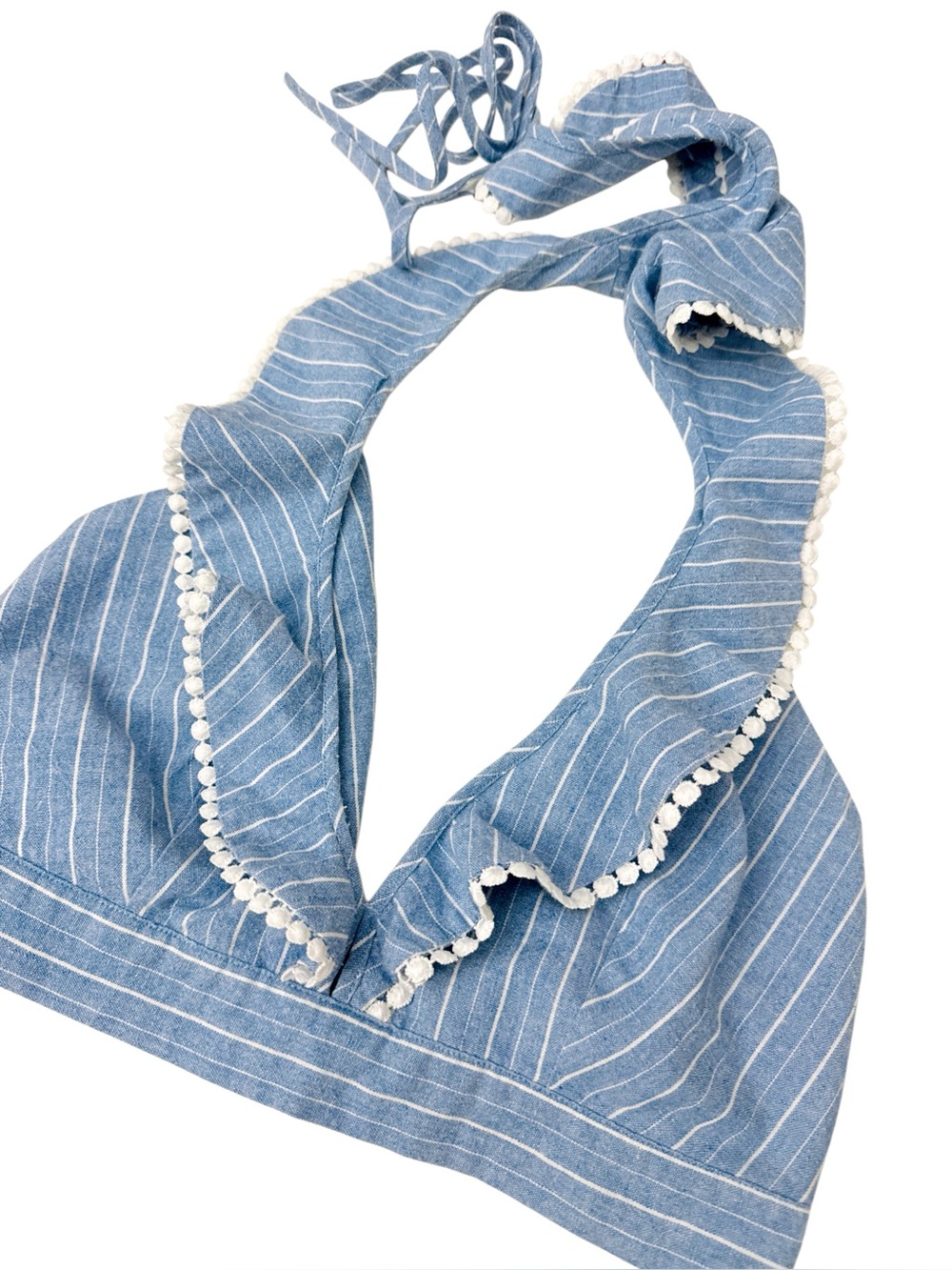Glamaker Blue Pinstripe Top with Vertical White Stripes Lg, NWT